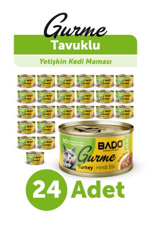 Bado Gurme Yaş Yetişkin Kedi Maması Hindi Etli 85 Gr 24 Adet - Görsel 1