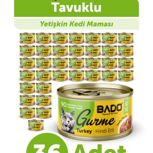 BADO GURME YAŞ YETİŞKİN KEDİ MAMASI HİNDİ ETLİ 85 GR 36 ADET - Görsel 1