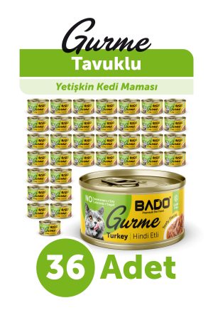 Bado Gurme Yaş Yetişkin Kedi Maması Hindi Etli 85 Gr 36 Adet - Görsel 1