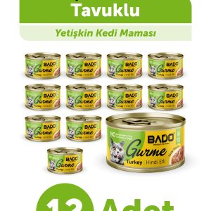 BADO GURME YAŞ YETİŞKİN KEDİ MAMASI HİNDİ ETLİ 85 GR 12 ADET - Görsel 1