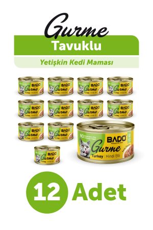 BADO GURME YAŞ YETİŞKİN KEDİ MAMASI HİNDİ ETLİ 85 GR 12 ADET - Görsel 1