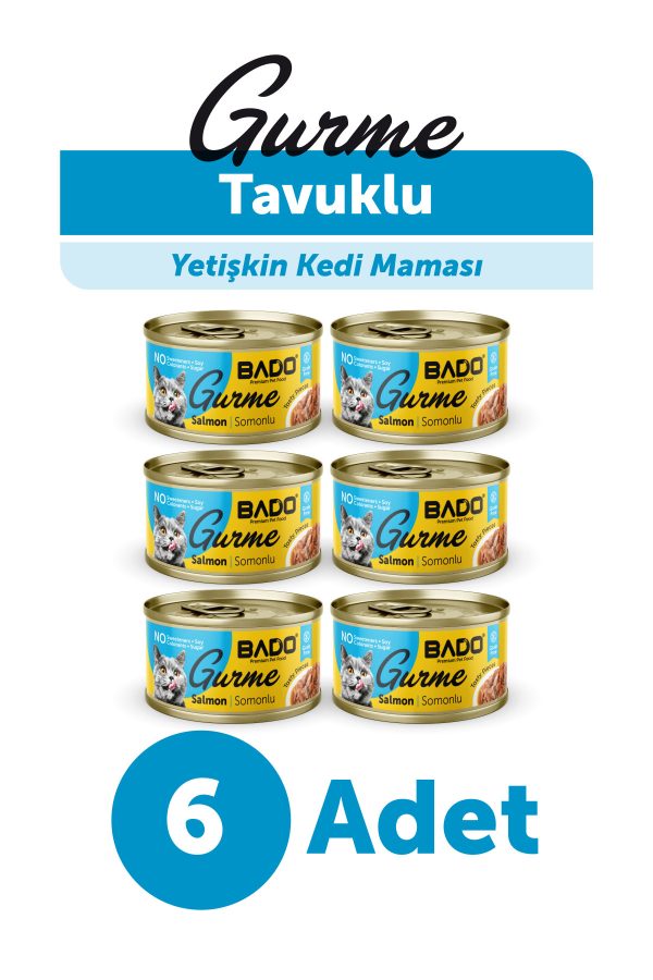 BADO GURME YAŞ YETİŞKİN KEDİ MAMASI SOMONLU 85 GR 6 ADET