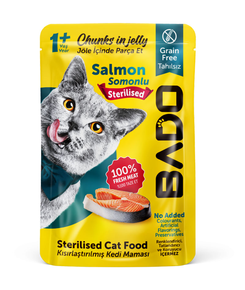 Bado Kısırlaştırılmış Yaş Kedi Maması Somonlu 85GR - Görsel 1
