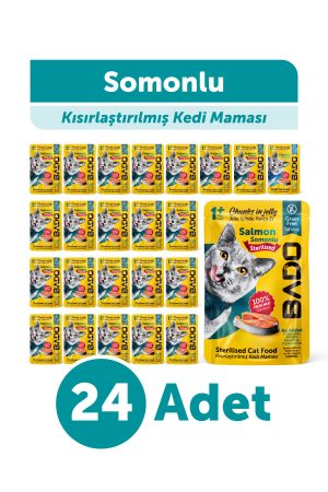 Bado Kısırlaştırılmış Yetişkin Yaş Kedi Maması Somonlu 85Gr 24'lü - Görsel 1