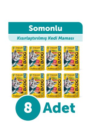 Bado Kısırlaştırılmış Yetişkin Yaş Kedi Maması Somonlu 85Gr 8'li - Görsel 1