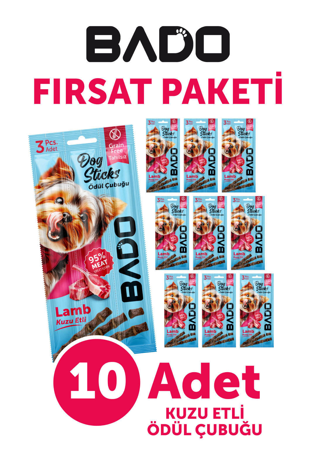 Bado Köpek Ödül Çubuğu Kuzu Etli 3X5gr 10Lu - Görsel 1