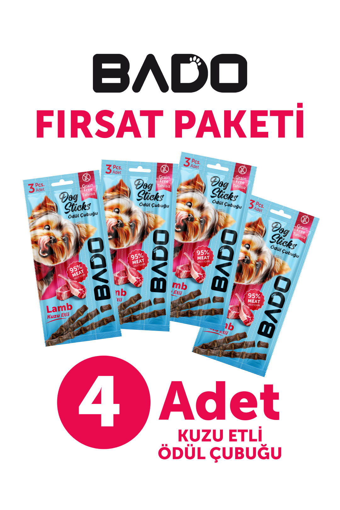 Bado Köpek Ödül Çubuğu Kuzu Etli 3X5gr 4Lü - Görsel 1