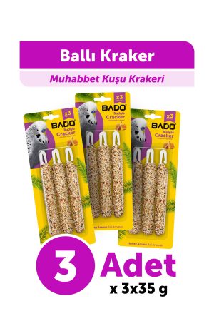 Bado Muhabbet Kuşu Krakeri Ballı 105Gr 3Lü - Görsel 1
