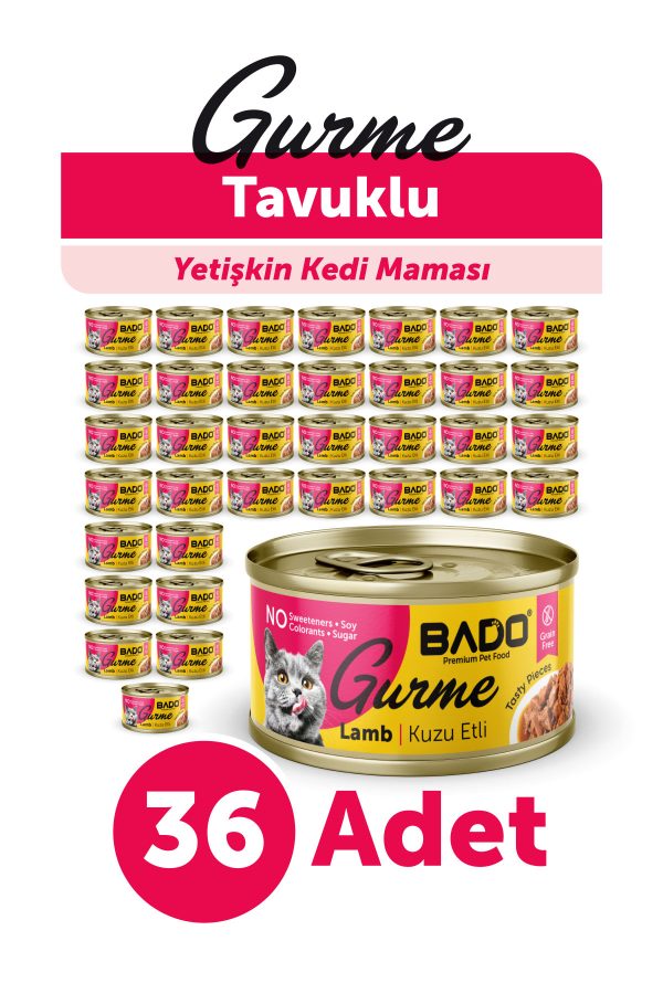 BADO GURME YAŞ YETİŞKİN KEDİ MAMASI KUZU ETLİ 85 GR 36 ADET