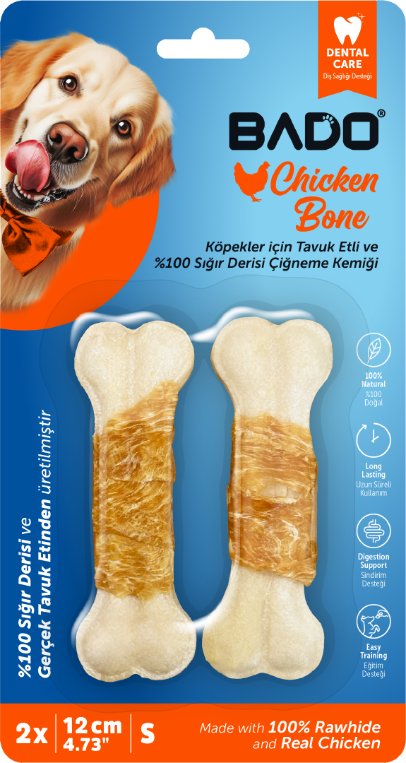 Bado Tavuklu Çiğneme Kemiği 12 Cm 2Li