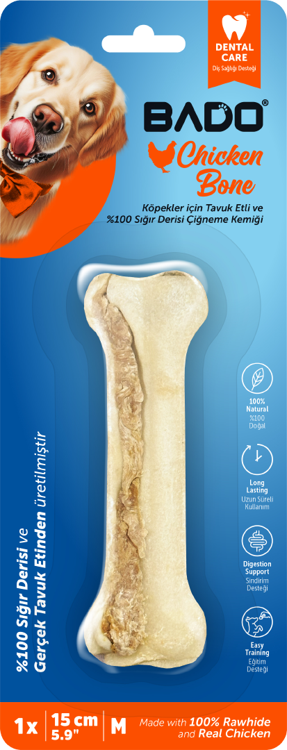 Bado Tavuklu Çiğneme Kemiği 15 Cm 1Li