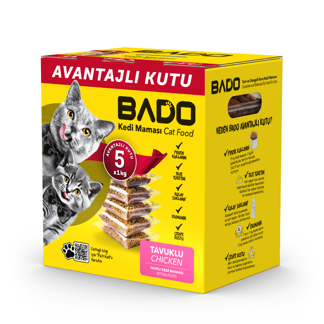 Bado Yavru Kedi Maması Tavuklu 5x1kg - Görsel 1