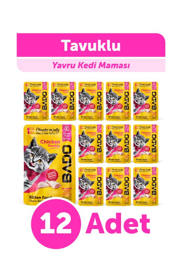 Bado Yavru Yaş Kedi Maması Tavuk Etli 85Gr 12'li