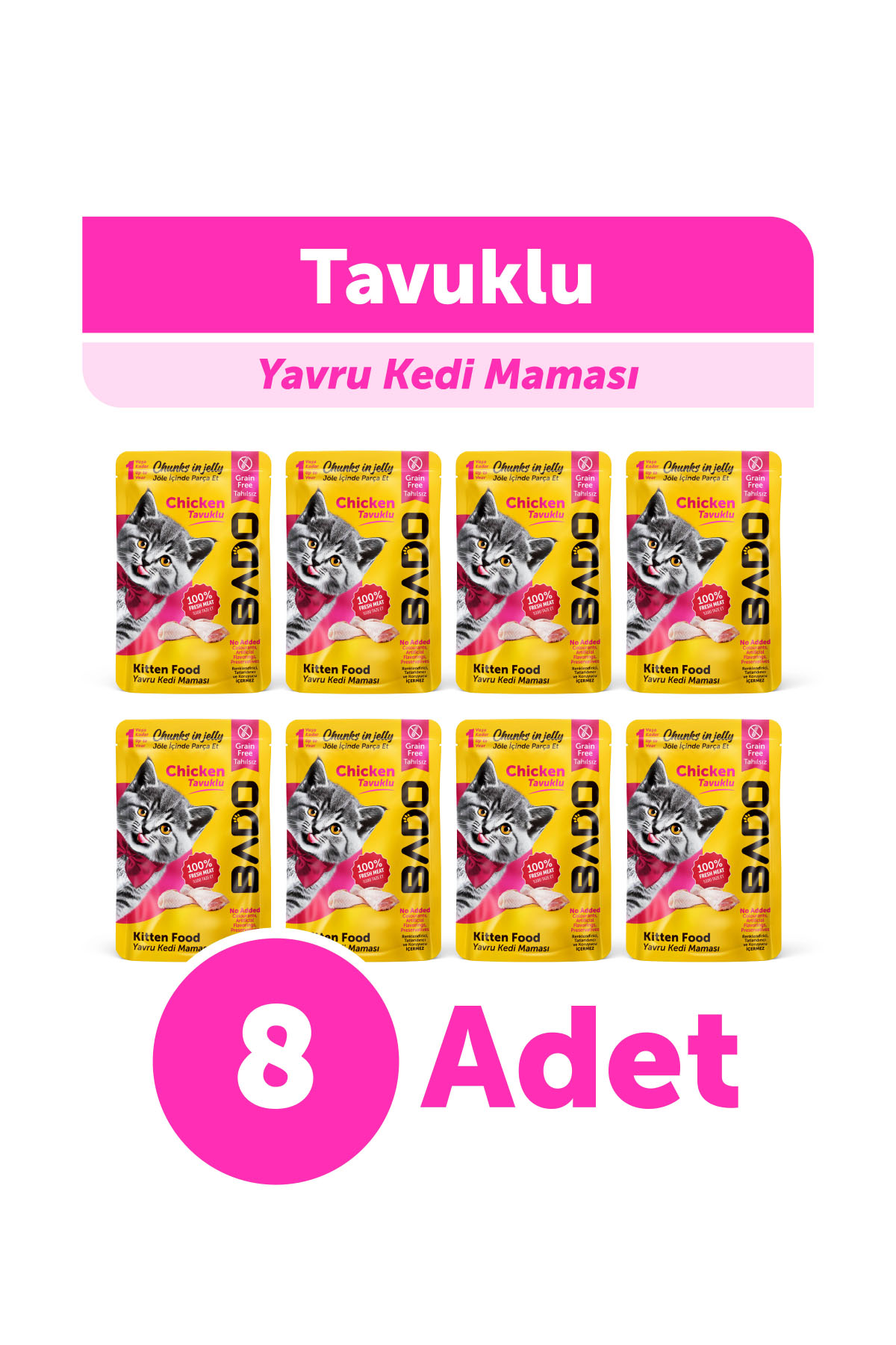 Bado Yavru Yaş Kedi Maması Tavuk Etli 85Gr 8