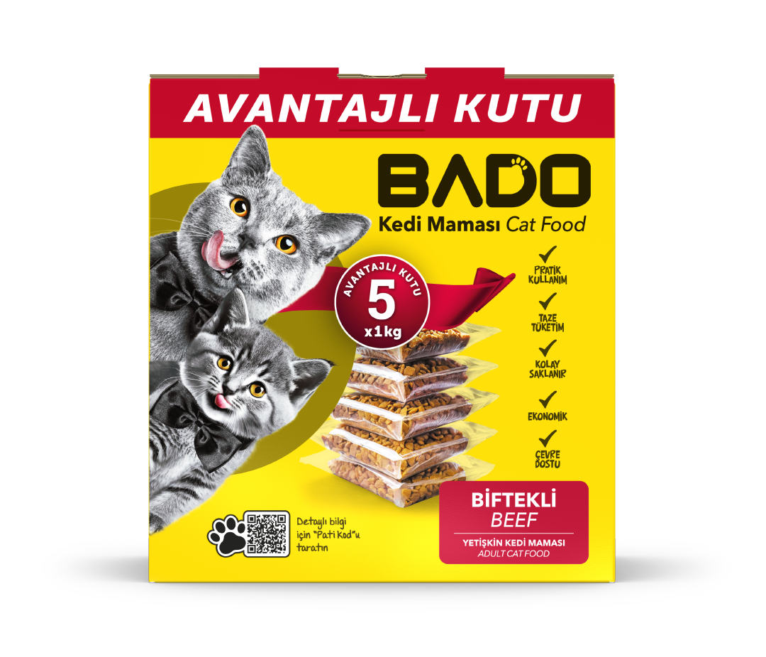 Bado Yetişkin Kedi Maması Etli 5x1kg - Görsel 1