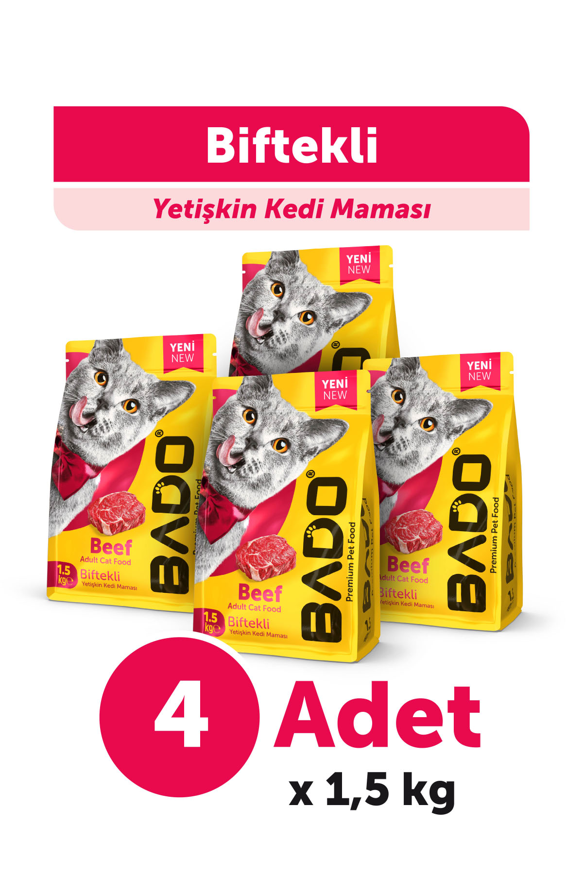 Bado Yetişkin Kedi Maması Etli Biftekli 1,5 Kg 4