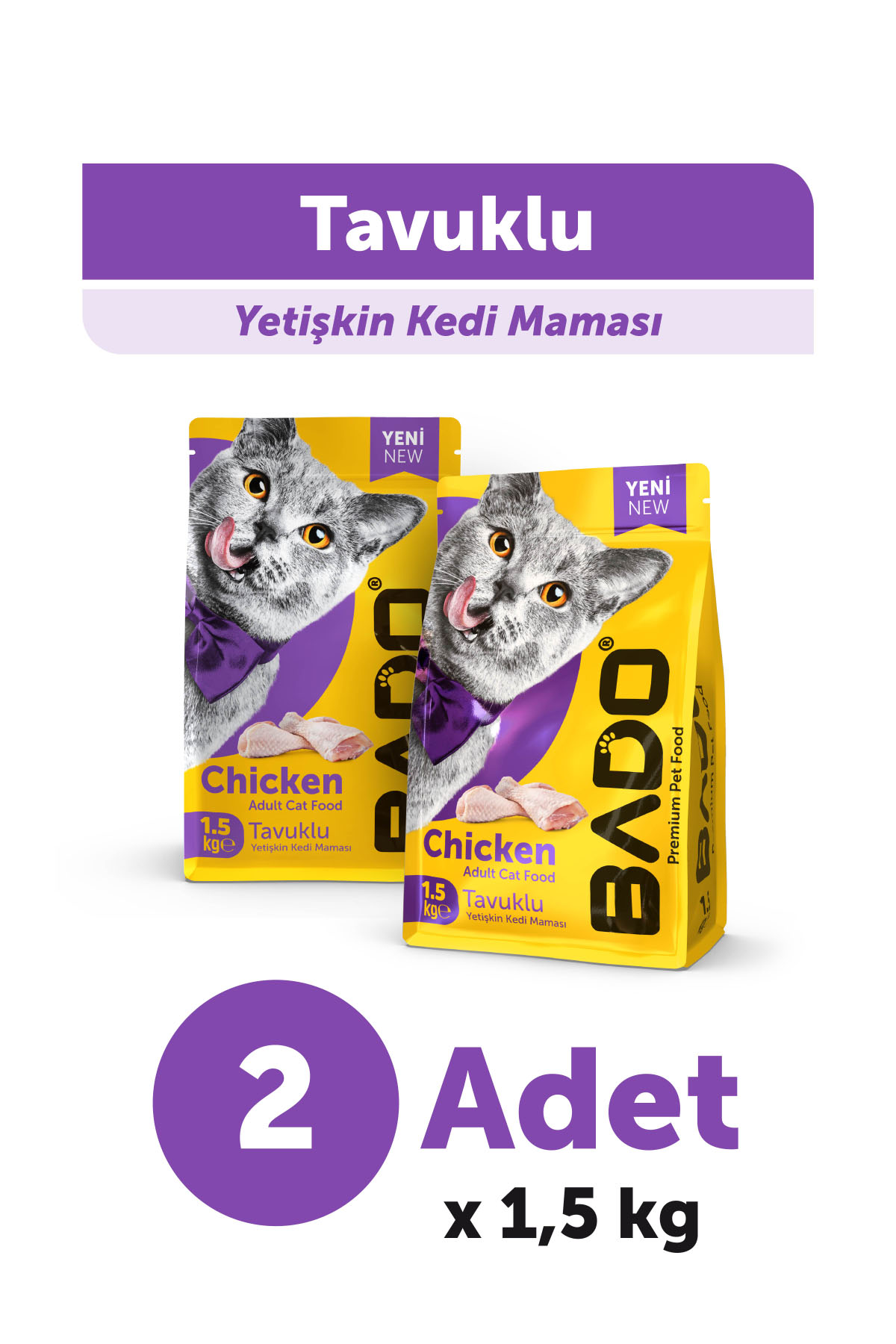 Bado Yetişkin Kedi Maması Tavuk Etli 1,5 Kg 2