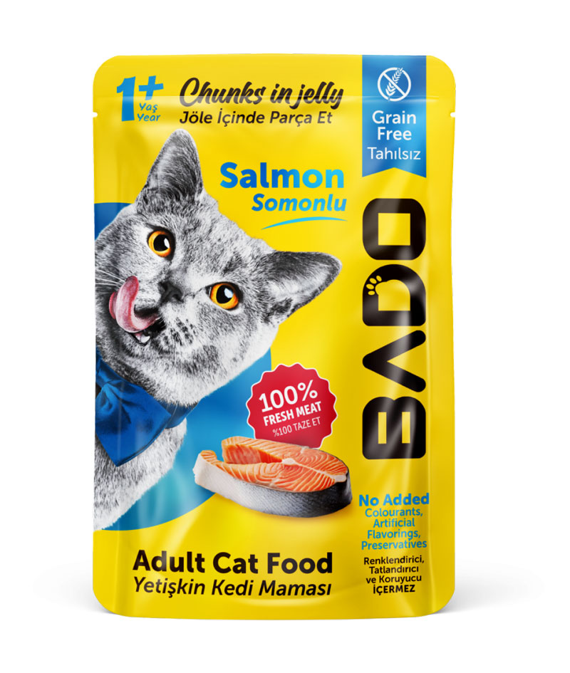 Bado Yetişkin Kedi Yaş Mama Somon Balıklı 85GR - Görsel 1