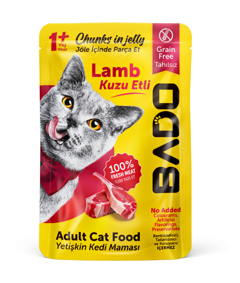 Bado Yetişkin Kedi Yaş Maması Kuzu Etli 85GR - Görsel 1