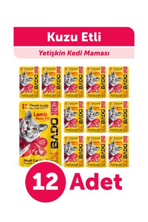 Bado Yetişkin Kedi Yaş Maması Kuzu Etli 85GR 12'li - Görsel 1
