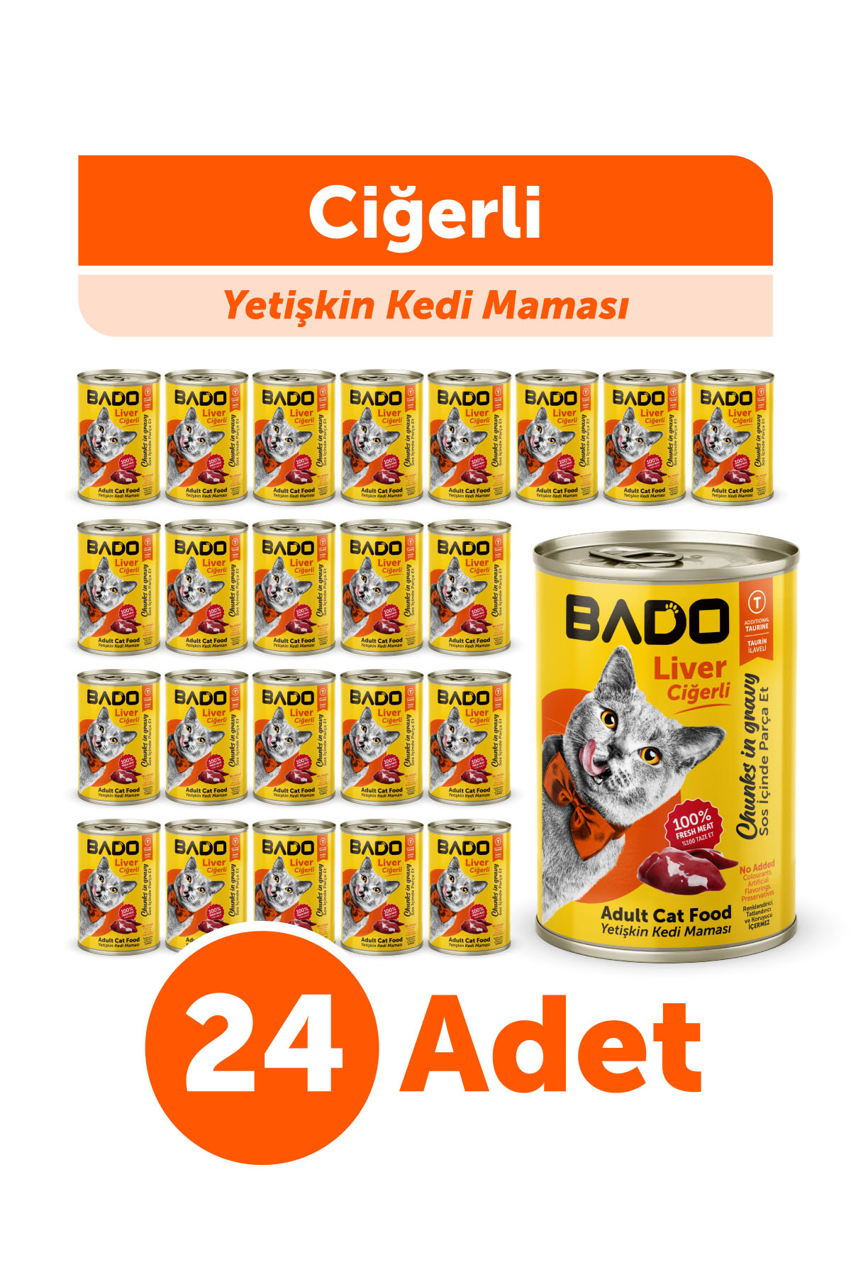 Bado Yetişkin Yaş Kedi Maması Ciğerli 400GR 24lü - Görsel 1