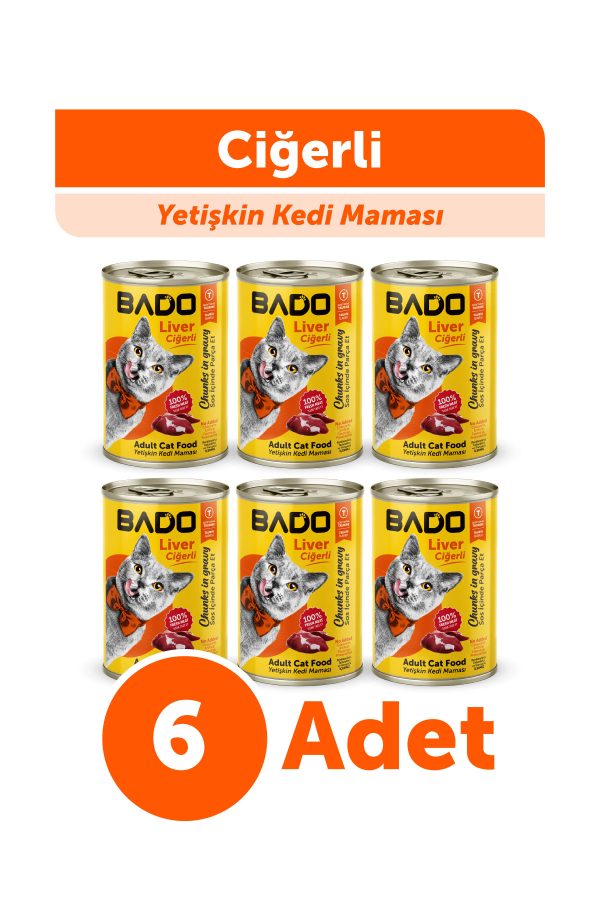Bado Yetişkin Yaş Kedi Maması Ciğerli 400GR 6Lı