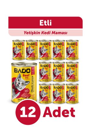 Bado Yetişkin Yaş Kedi Maması Etli Biftekli 400Gr 12'li - Görsel 1