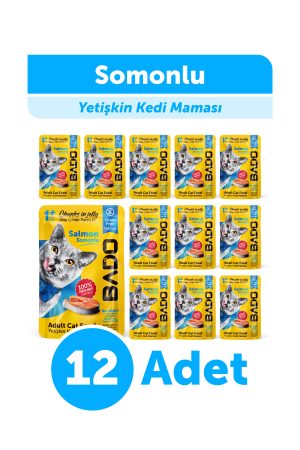 Bado Yetişkin Yaş Kedi Maması Somonlu 85Gr 12'li - Görsel 1