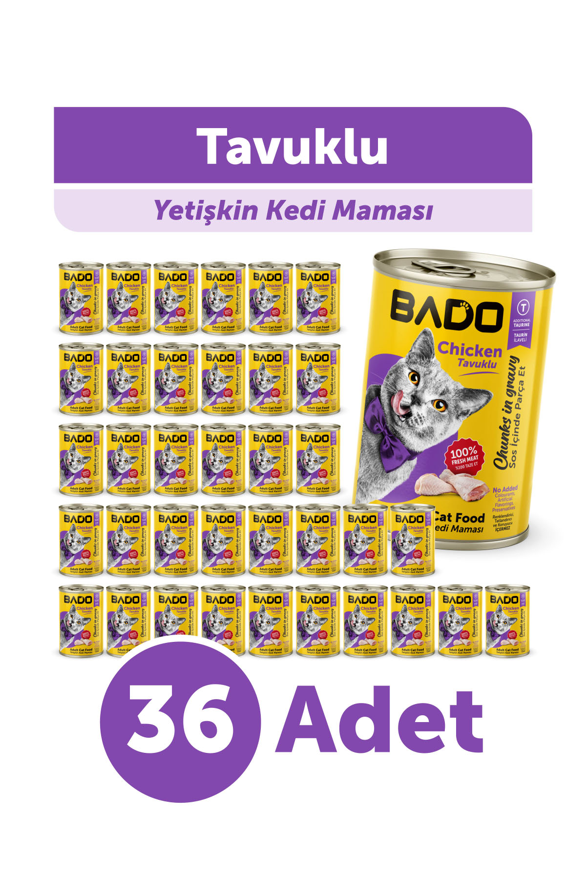 Bado Yetişkin Yaş Kedi Maması Tavuk Etli 400Gr 36