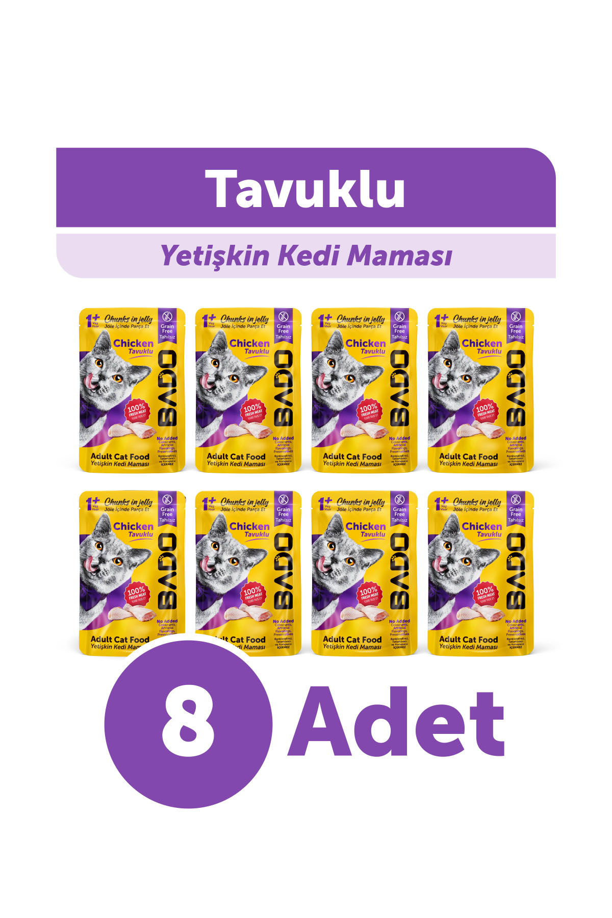 Bado Yetişkin Yaş Kedi Maması Tavuk Etli 85Gr 8