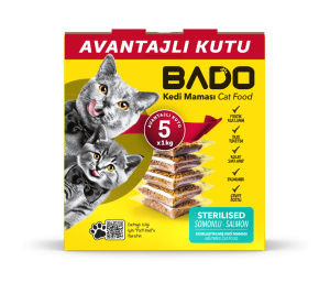 Bado Kısırlaştırılmış Yetişkin Kedi Maması Somonlu 5x1kg - Görsel 1