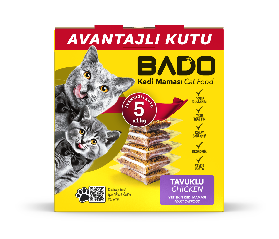 Bado Yetişkin Kedi Maması Tavuklu 5x1kg - Görsel 1