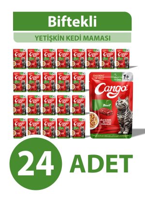 Cango Yaş Yetişkin Kedi Maması Etli Biftekli 80 GR 24 Adet - Görsel 1