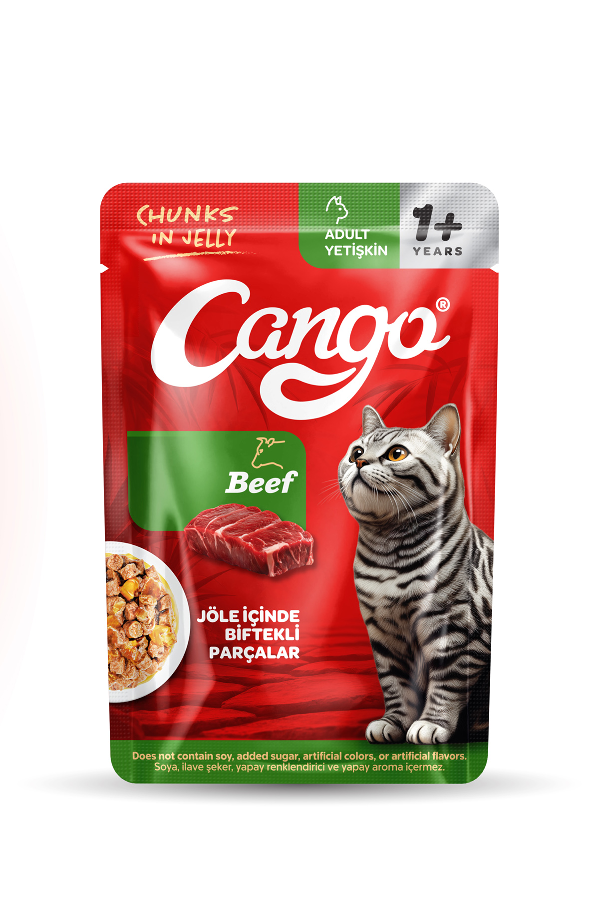 Cango Yaş Yetişkin Kedi Maması Etli Biftekli 80 GR - Görsel 1