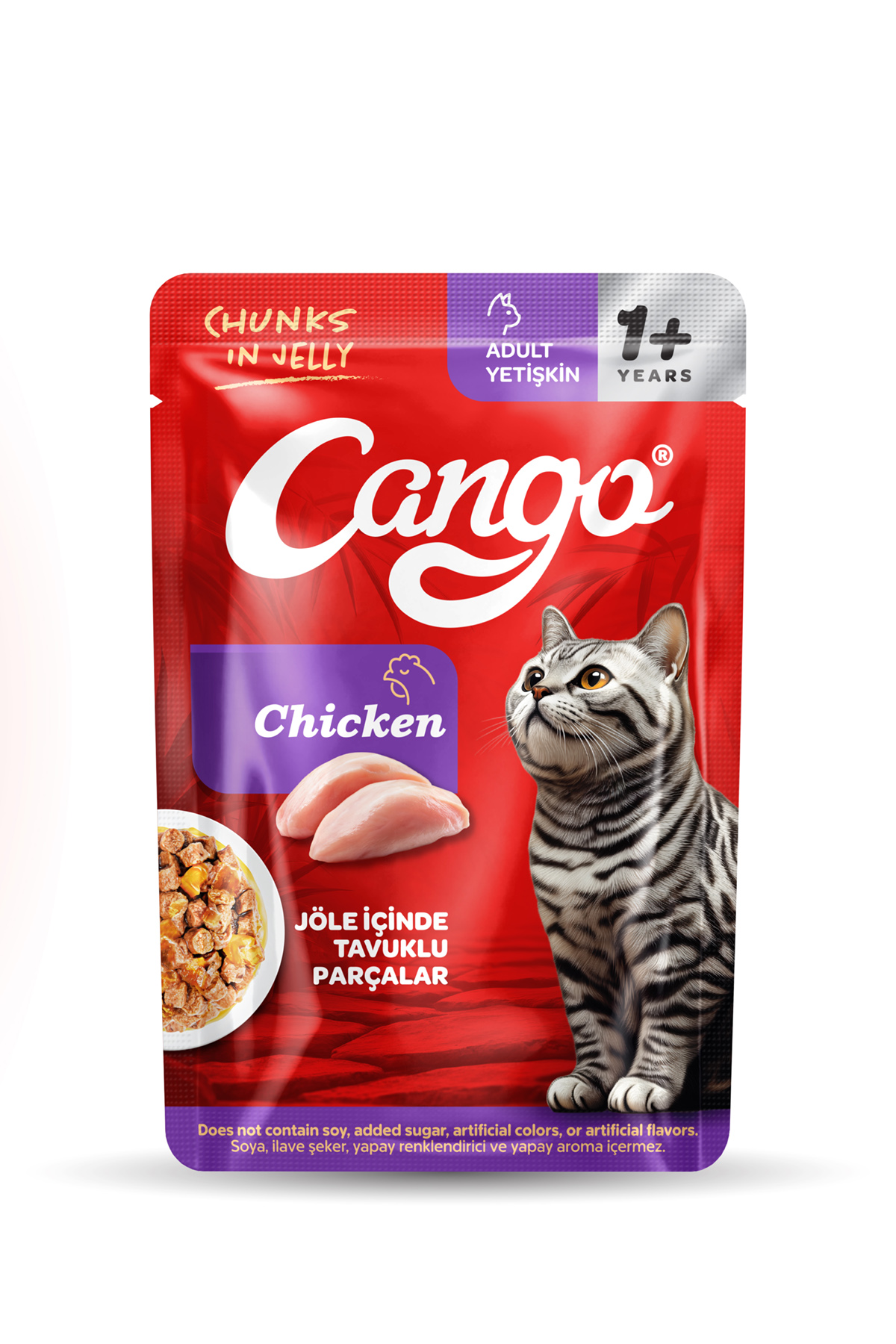 Cango Yaş Yetişkin Kedi Maması Tavuk Etli 80 GR - Görsel 1