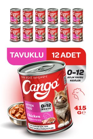 Cango Yavru Yaş Kedi Maması Tavuklu 415Gr 12Li - Görsel 1