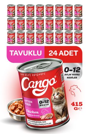 Cango Yavru Yaş Kedi Maması Tavuklu 415Gr 24Lü - Görsel 1