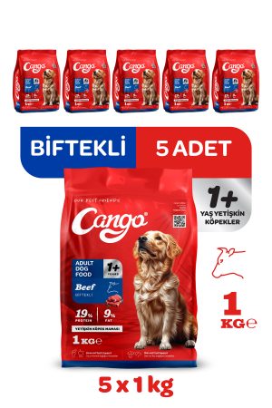 Cango Yetişkin Köpek Maması Etli Biftekli 1 Kg 5'li - Görsel 1