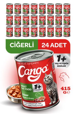 Cango Yetişkin Yaş Kedi Maması Ciğerli 415Gr 24Lü - Görsel 1