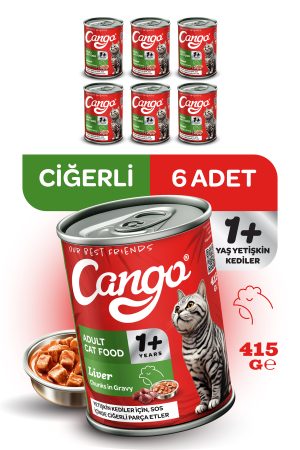 Cango Yetişkin Yaş Kedi Maması Ciğerli 415Gr 6Lı - Görsel 1