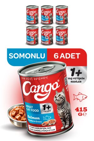 Cango Yetişkin Yaş Kedi Maması Somonlu 415Gr 6Lı - Görsel 1