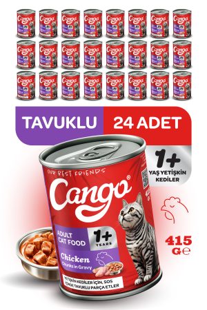 Cango Yetişkin Yaş Kedi Maması Tavuklu 415Gr 24Lü - Görsel 1