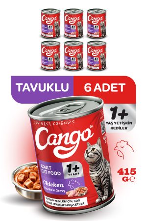 Cango Yetişkin Yaş Kedi Maması Tavuklu 415Gr 6Lı - Görsel 1