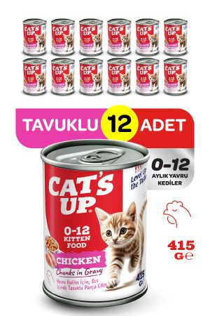 Cats Up Yaş Yavru Kedi Maması Tavuklu 415gr 12Li - Görsel 1