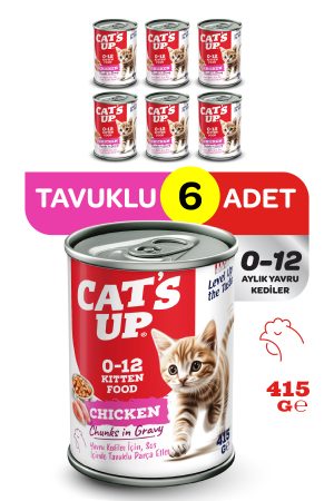 Cats Up Yaş Yavru Kedi Maması Tavuklu 415gr 6Lı - Görsel 1