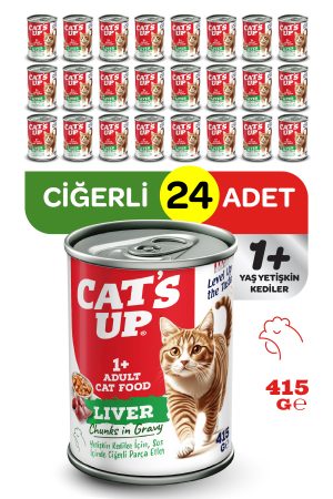 Cats Up Yaş Yetişkin Kedi Maması Ciğerli 415gr 24Lü - Görsel 1