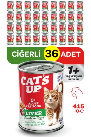 Cats Up Yaş Yetişkin Kedi Maması Ciğerli 415gr 36Lı - Görsel 1