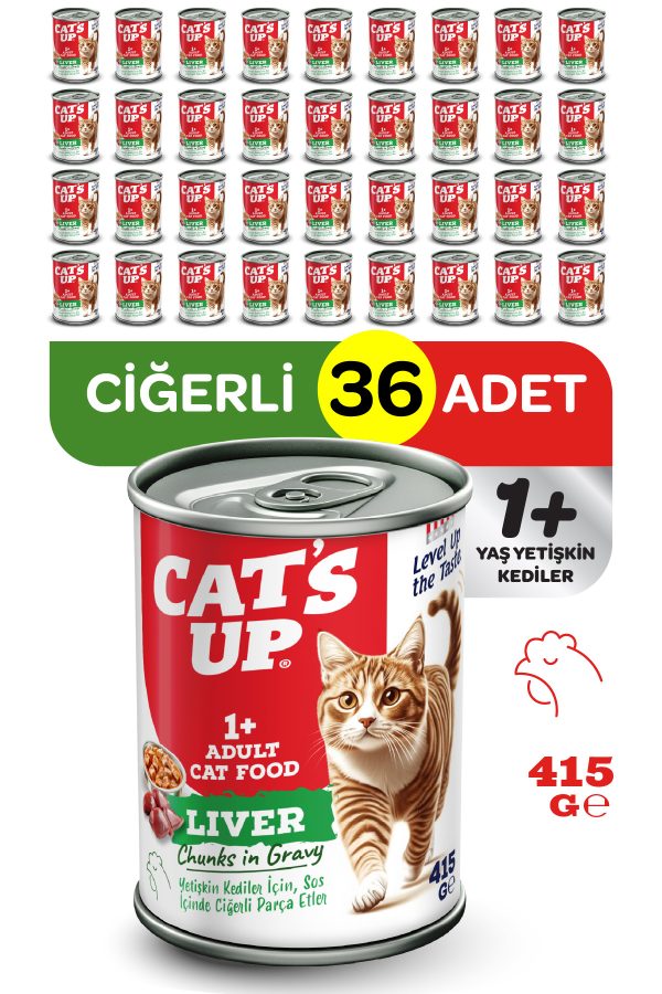 Cats Up Yaş Yetişkin Kedi Maması Ciğerli 415gr 36Lı