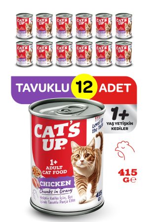 Cats Up Yaş Yetişkin Kedi Maması Tavuklu 415gr 12Li - Görsel 1