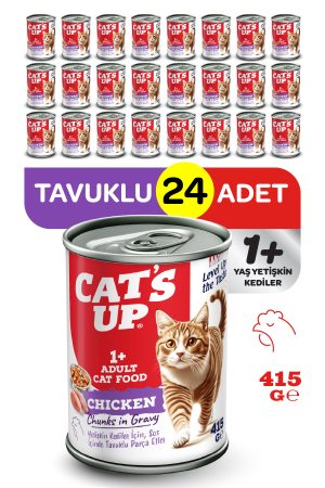 Cats Up Yaş Yetişkin Kedi Maması Tavuklu 415gr 24Lü - Görsel 1